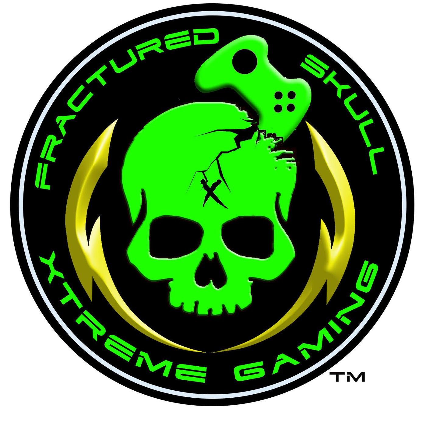 Fractured Skull Xtreme Green on Orange Tee
