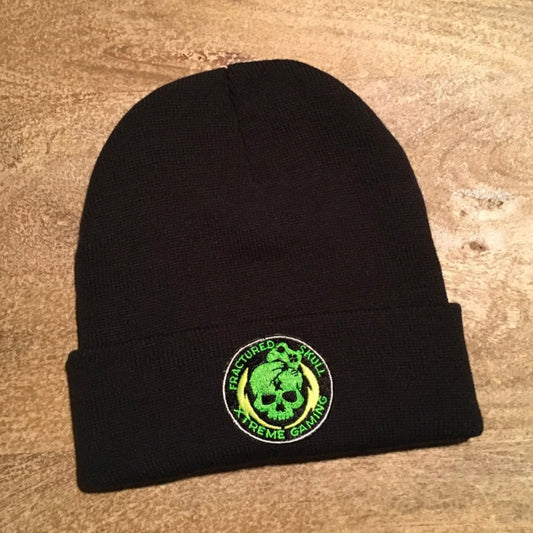 Fractured Skull Xtreme Embroidered Logo Folded Brim Beanie on Black