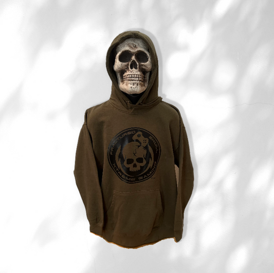 Fractured Skull Xtreme Black on Olive Drab Hoodie