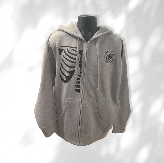Fractured Skull Xtreme "FSX Ribcage" Black on Gray Zipper Hoodie