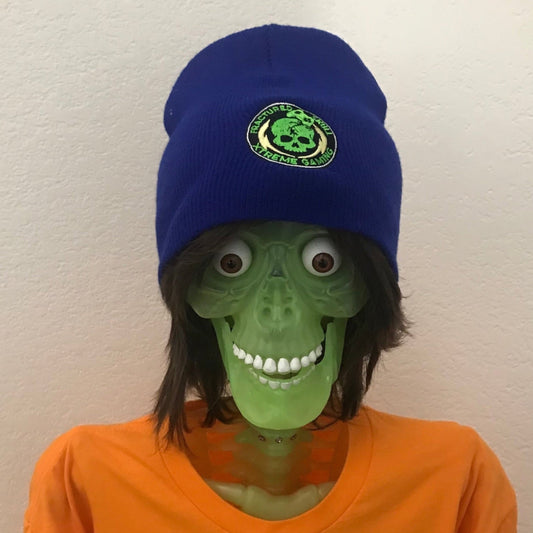 Fractured Skull Xtreme Embroidered Logo Blue Beanie