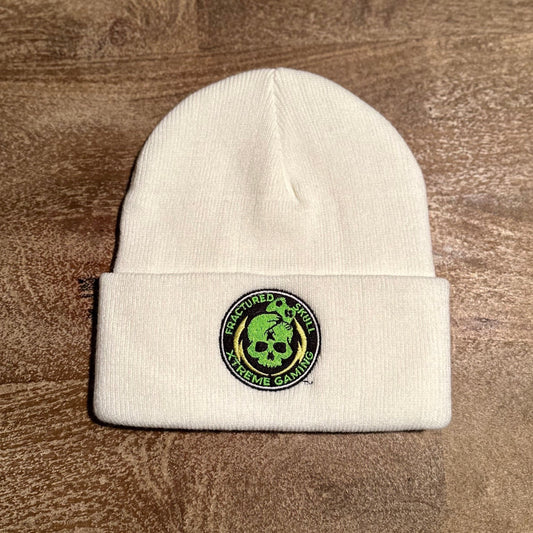 Fractured Skull Xtreme Embroidered Logo Folded Brim Beanie on White