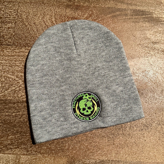 Fractured Skull Xtreme Embroidered Logo Beanie on Gray
