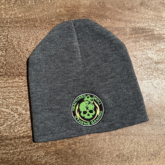Fractured Skull Xtreme Embroidered Logo Beanie on Dark Gray