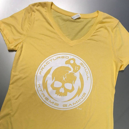 Fractured Skull Xtreme Misses White on Popsicle Yellow V Neck Tee