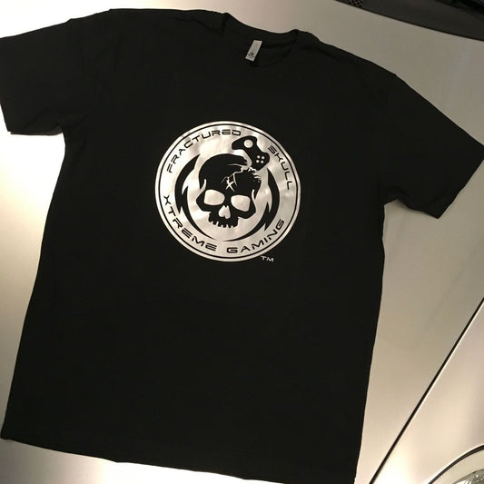 Fractured Skull Xtreme Classic Silver on Black Tee