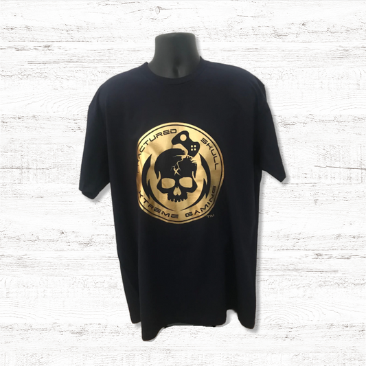 Fractured Skull Xtreme Gold on Black Tee