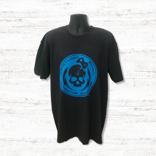 Fractured Skull Xtreme Bubble Gum Blue on Black Tee