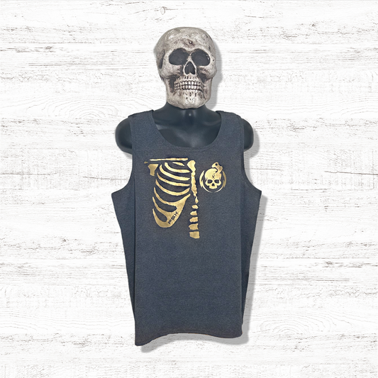 Fractured Skull Xtreme Gold on Gray Tank