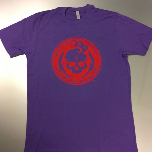 Fractured Skull Xtreme Red on Purple Tee