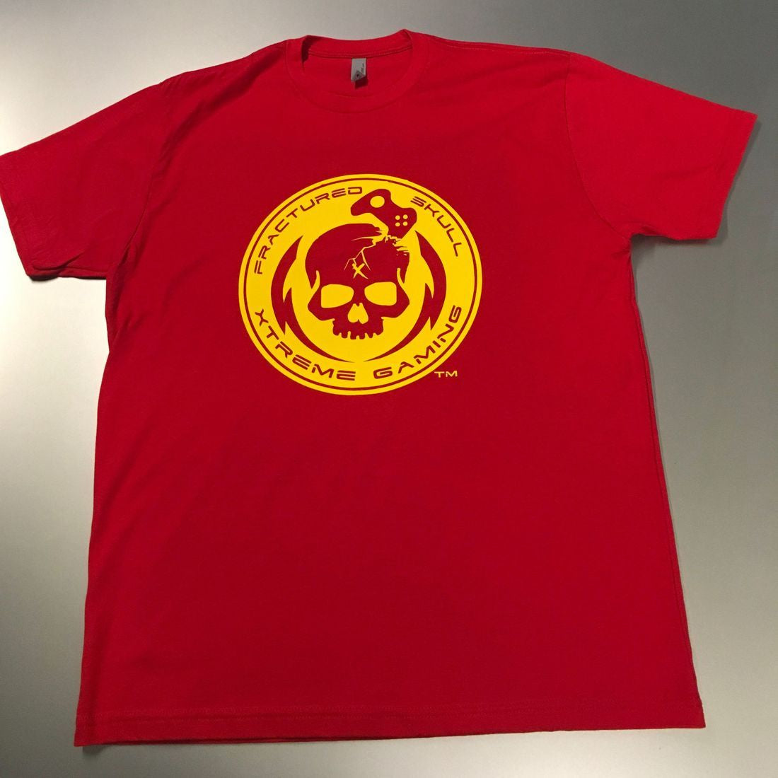 Fractured Skull Xtreme Yellow on Red Tee